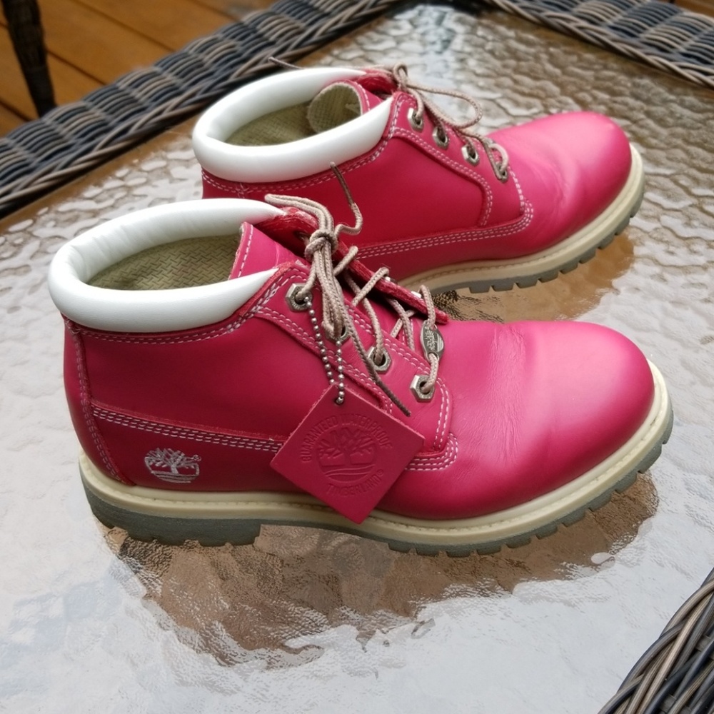 Timberland Pink Leather Waterproof Boots